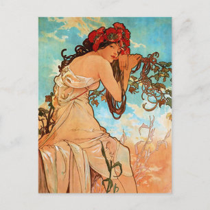 Carte Postale Alfons Mucha Art Nouveau Peinture Été