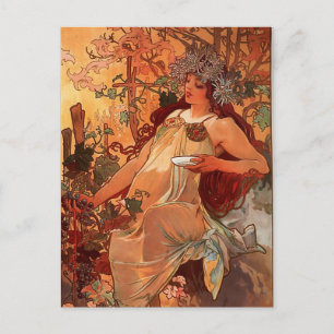 Carte Postale Alfons Mucha - Quatre Saisons - L'AUTOMNE