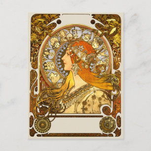 Carte Postale Alfonse Mucha Zodiac Art nouveau femme