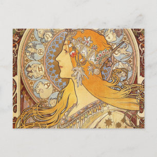 Carte Postale Alfonse Mucha Zodiaque Art Nouveau Femme