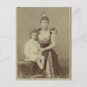 Carte Postale Alfonso XIII, petit ROI D'ESPAGNE & mère #001ES