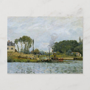 Carte Postale Alfred Sisley Bateaux à l'écluse de Bougival