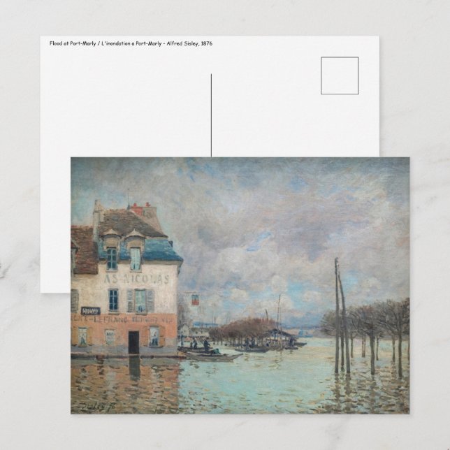 Carte Postale Alfred Sisley - Inondation à Port-Marly 1876 (Devant / Derrière)