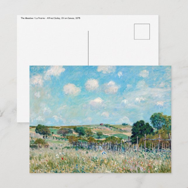 Carte Postale Alfred Sisley - La Prairie (Devant / Derrière)