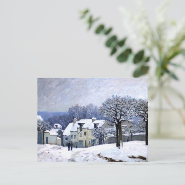 Carte Postale Alfred Sisley Place du Chenil à Marly, neige (Debout devant)