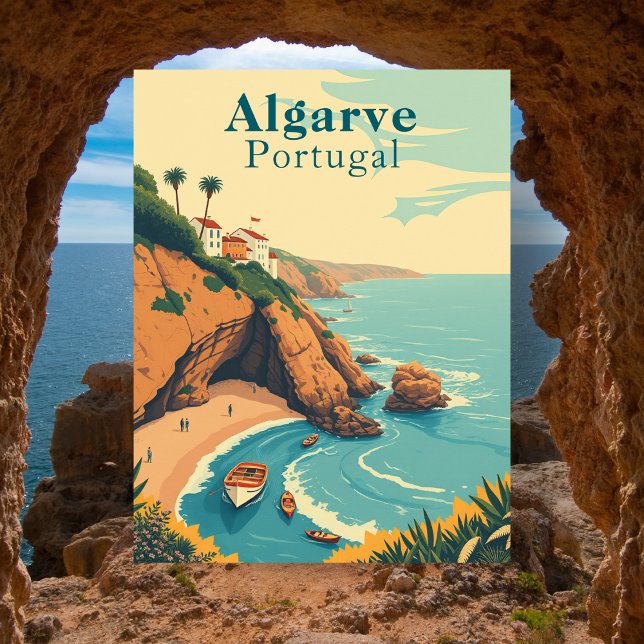 Carte Postale Algarve Portugal Retro Beach Travel (Algarve Portugal Retro Beach Travel)