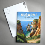 Carte Postale Algarve Portugal Voyage Art Rétro<br><div class="desc">Conception d'art vectoriel de l'Algarve. L'Algarve,  la région la plus méridionale du Portugal,  est connue pour ses plages atlantiques et ses stations de golf.</div>