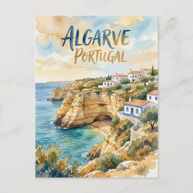 Carte Postale Algarve Portugal water color (Devant)