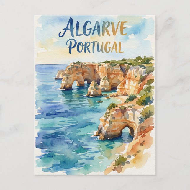 Carte Postale Algarve Portugal water color (Devant)