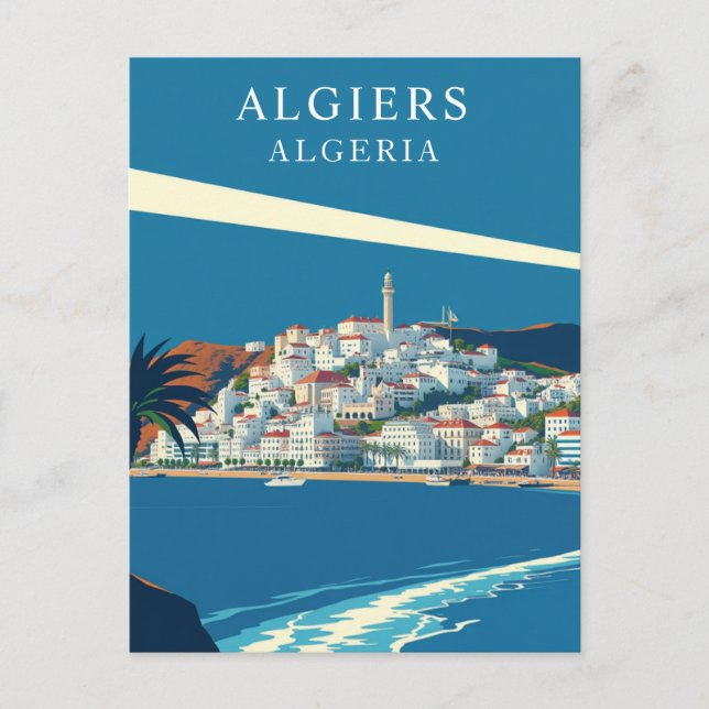 Carte Postale Alger, Algérie Retro Travel Art (Devant)