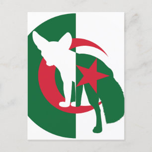 Carte Postale Algérie Fennec Fox Algérien Drapeau animal nationa