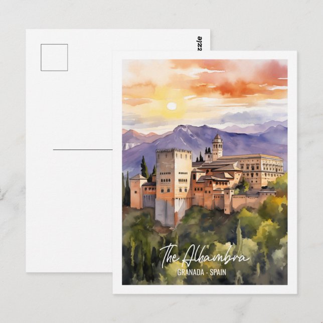 Carte Postale Alhambra Espagne Lieu de voyage célèbre (Devant / Derrière)