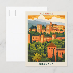 Carte Postale Alhambra Granada Espagne Élégant Vintage voyage