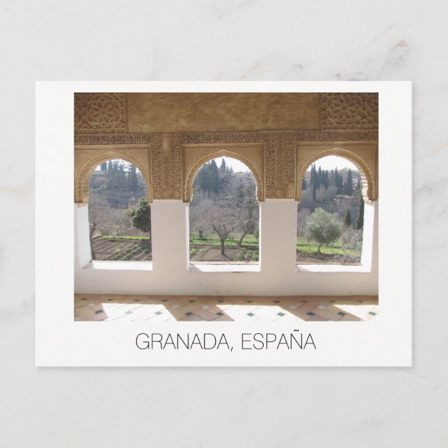 Carte Postale Alhambra windows ~ Grenade, Espagne (Devant)