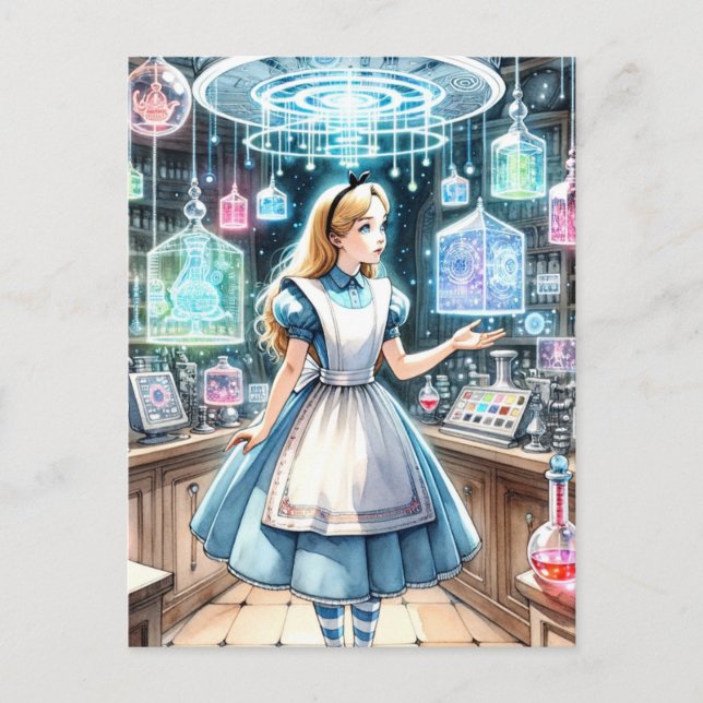 Carte Postale Alice à l'apothicairerie Steampunk (Devant)