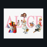 Carte Postale Alice à Wonderland et Friends<br><div class="desc">Alice à Wonderland and Friends,  including the Mad Hatter,  the Queen of Hearts,  the Duchess,  the Caterpillar,  the Cheshire Cat,  the White Rabbit and the Cardmen</div>