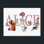 Carte Postale Alice à Wonderland et Friends<br><div class="desc">Alice au pays des merveilles et ses amis,  y compris le Chapeau Mad,  la Reine des Coeurs,  la Duchesse,  la Chaterpillar,  le Cheshire Cat,  le Lapin Blanc et les Cardmen.</div>