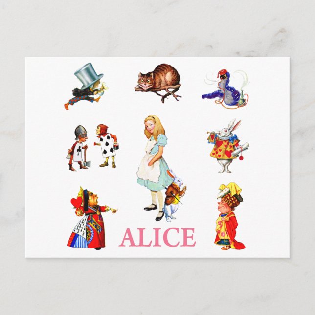 Carte Postale Alice à Wonderland et Friends (Devant)