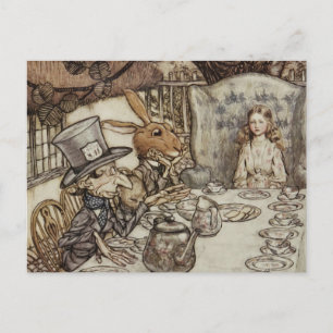 Carte Postale Alice Anniversaire Non-Anniversaire Lapin Chapeaut