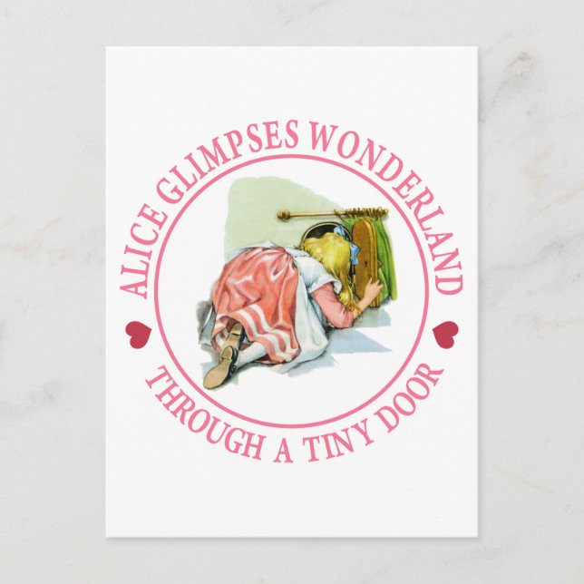 Carte Postale Alice aperçoit Wonderland à travers une petite por (Devant)