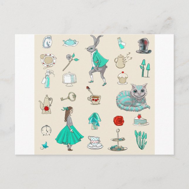 Carte Postale Alice au pays des merveilles (Devant)