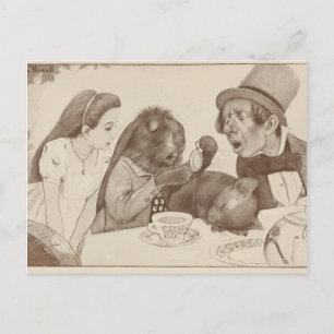Carte Postale Alice au pays des merveilles, à la table de thé