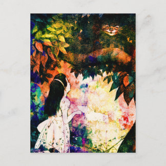 Carte Postale Alice au pays des merveilles Cheshire Chat Aquarel