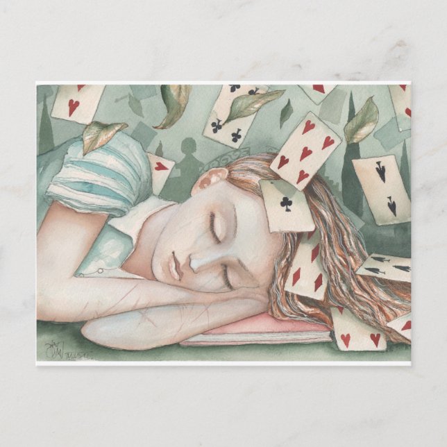 Carte Postale Alice au pays des merveilles dort (Devant)