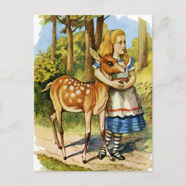 Carte Postale Alice au pays des merveilles et le cerf (Devant)