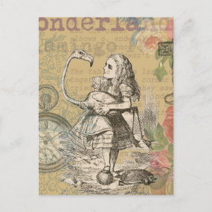 Carte Postale Alice au pays des merveilles Flamant rose classiqu
