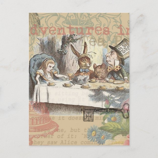 Carte Postale Alice au pays des merveilles Mad Tea Party Art (Devant)