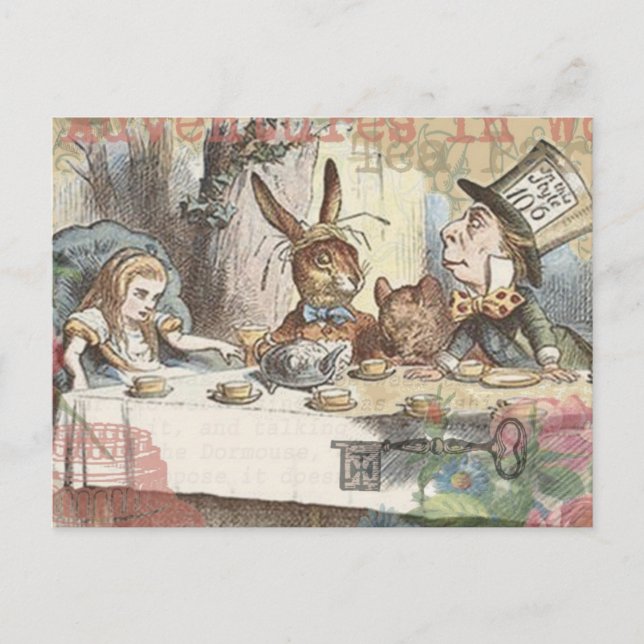 Carte Postale Alice au pays des merveilles Mad Tea Party Art (Devant)