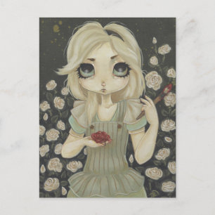 Carte Postale Alice au pays des merveilles peinture postale rose
