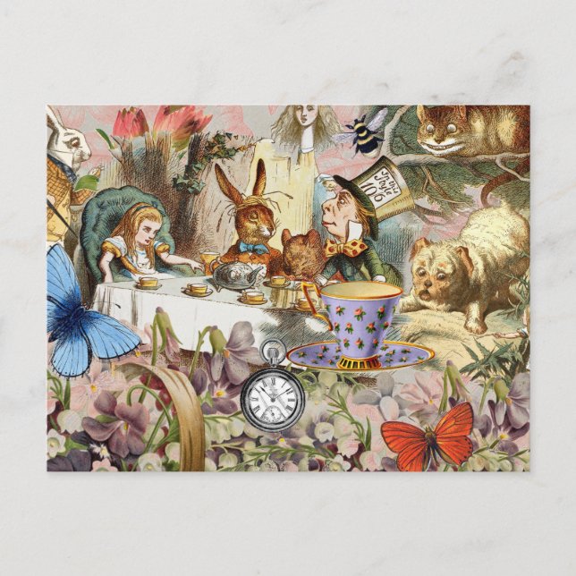 Carte Postale Alice au pays des merveilles Tea Party Art (Devant)