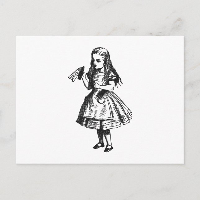 Carte Postale Alice avec la bouteille "Drink Me" (Devant)