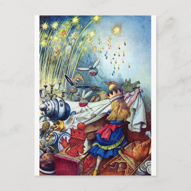 Carte Postale Alice bouleverse la table (Devant)