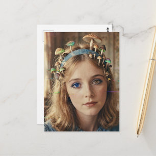 Carte Postale Alice Champignons Glitch sur la Tête