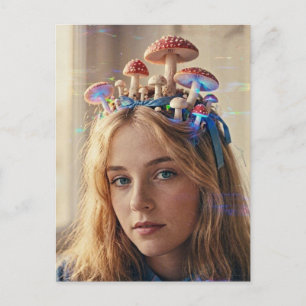 Carte Postale Alice Champignons sur la tête Glitch