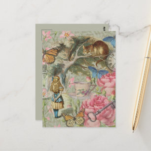 Carte Postale Alice Chat du Cheshire Jardin de l'Arbre Wonderlan