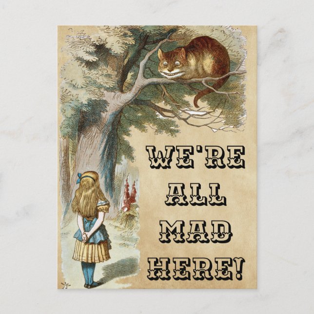Carte Postale Alice - Cheshire Cat 1890 - NOUS SOMMES TOUS MAD I (Devant)