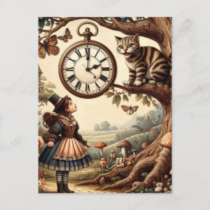 Carte Postale Alice & Cheshire Chat : Whimsical Wonderland Imagi