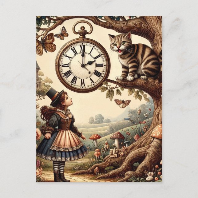 Carte Postale Alice & Cheshire Chat : Whimsical Wonderland Imagi (Devant)