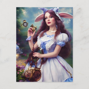 Carte Postale Alice comme le lapin Steampunk