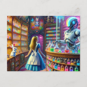 Carte Postale Alice dans l'apothecaire robotique fantastique