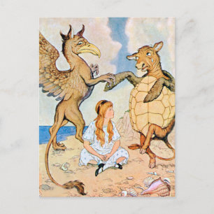 Carte Postale Alice écoute le Griffin et la Fausse tortue