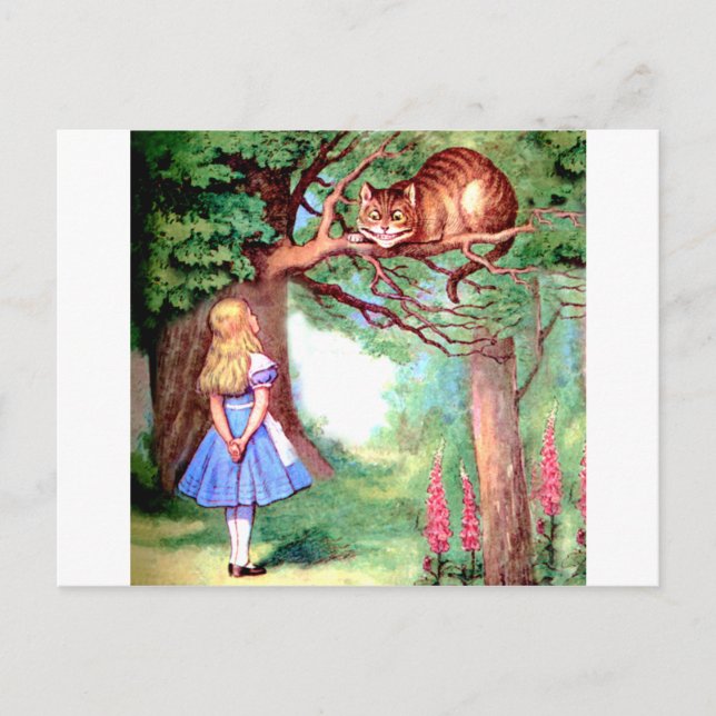 Carte Postale Alice et Cheshire Cat au pays des merveilles (Devant)