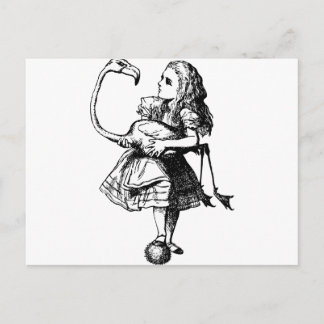 Carte Postale Alice et Flamant rose noir