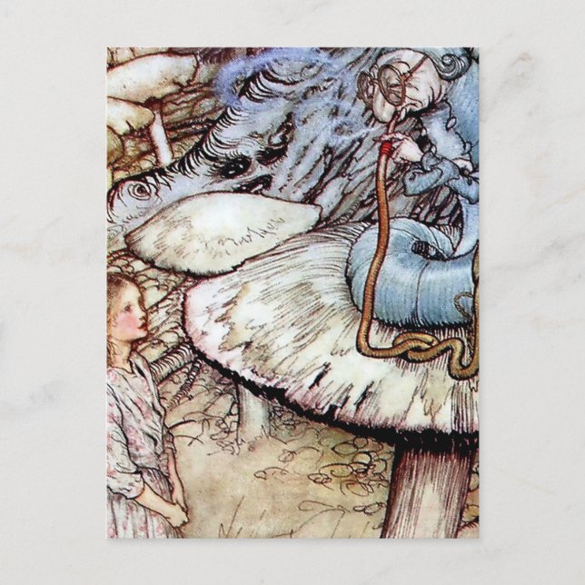Carte Postale « Alice et la chenille » par Arthur Rackham (Devant)