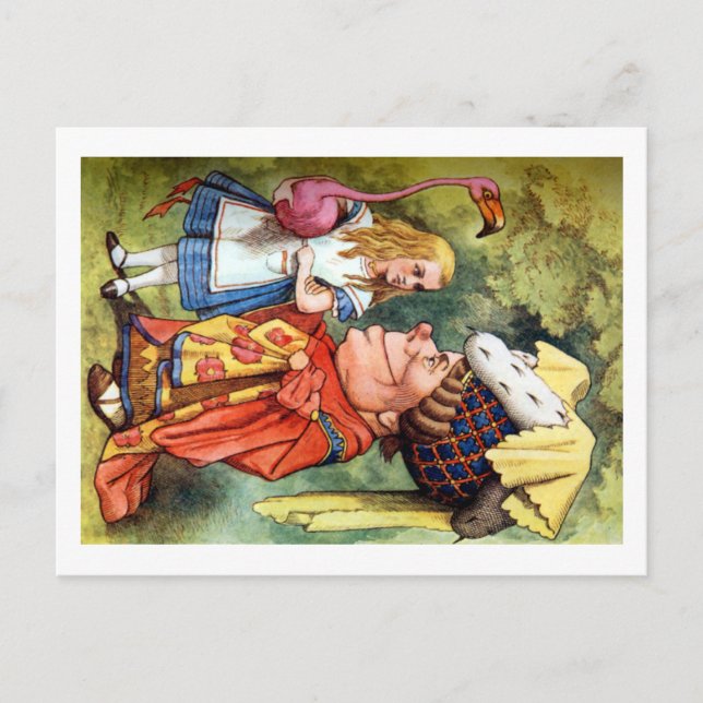 Carte Postale Alice et la Duchesse Jouer Flamant rose Croquet (Devant)
