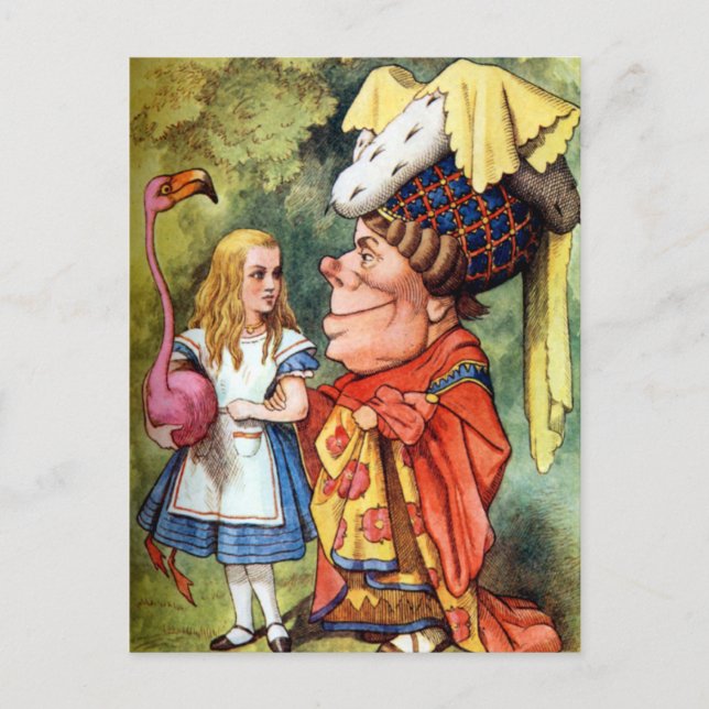 Carte Postale Alice et la duchesse Play Flamingo Croquet (Devant)